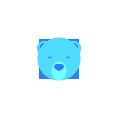 Cute bear round vector graphic icon.grizzly bear animal head, face illustration. Isolated on white background