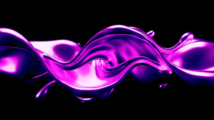 Luxury elegant splash liquid gold. 3d illustration, 3d rendering.