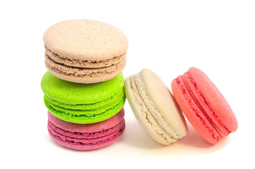 Macaroon cake biscuits isolated on white