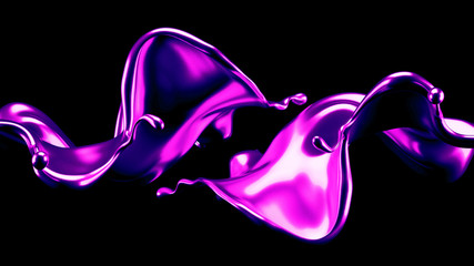 Luxury elegant splash liquid gold. 3d illustration, 3d rendering.