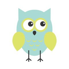 Cute cartoon owl in flat design for greeting card, invitation and logo