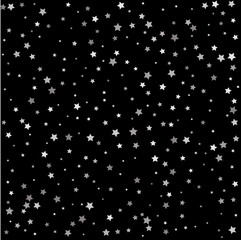 Silver flying stars confetti magic cosmic christmas vector. Glitter pattern for banner, greeting card.