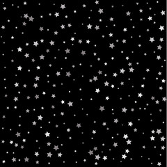 Confetti celebration. Silver flying stars confetti magic cosmic christmas vector.