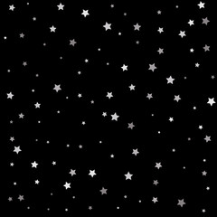 Silver stars. Christmas stars background vector, flying silver sparkles confetti.