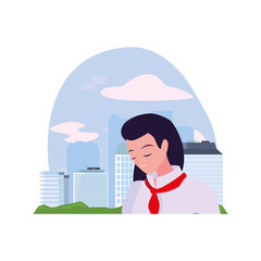 woman chef character with uniform