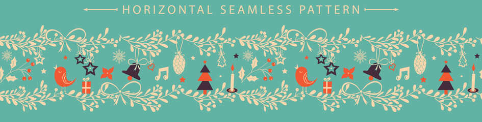 Christmas vector horizontal seamless border - 285011736