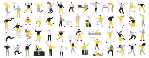 Set of business people flat icons