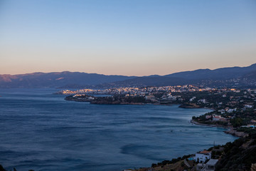 Panoramic view of the town Agios Nikolaos, Crete, Greece.