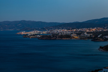Panoramic view of the town Agios Nikolaos, Crete, Greece.