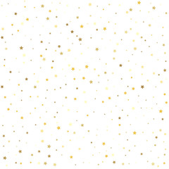 Abstract pattern of random falling gold stars. Premium sparkles stardust background pattern.