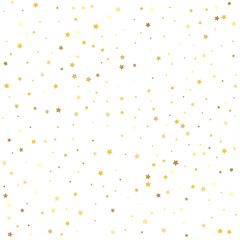 Texture of gold foil. Confetti cover from gold stars.