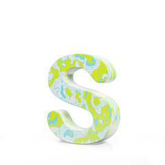 3D rendering letter small S on white background. Signs and symbols. Colorful Alphabet. Textured materials.