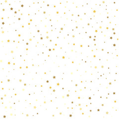 Golden stars on a square background. Premium sparkles stardust background pattern.