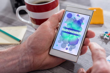Blockchain concept on a smartphone