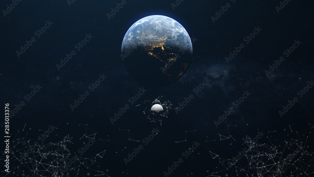 Wall mural earth and moon plexus 2 background