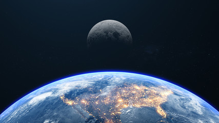 Earth And Moon Close Up Earth Background © brutto film