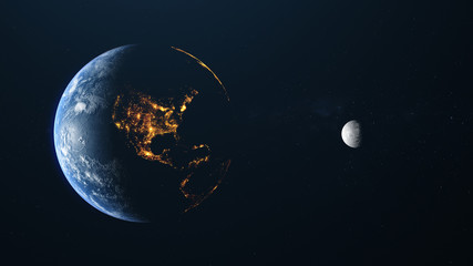 America Earth Moon Background