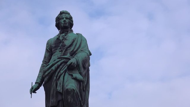 Mozart memorial in the city of Salzburg in Austria