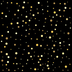 Abstract pattern of random falling gold dots. Vector illustration.