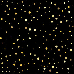 Confetti cover from gold dots. Golden dots on a square background.