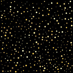 Gold dots on a white background. Glitter pattern for banner, greeting card.