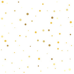 Shiny background. Abstract pattern of random falling gold dots.