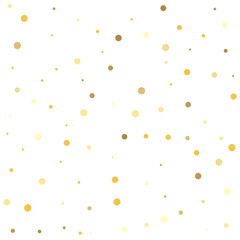 Christmas and New Year card, invitation, postcard, paper packaging. Gold dots on a white background.