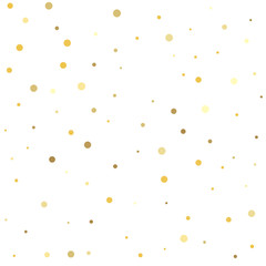 Gold dots. Christmas and New Year card, invitation, postcard, paper packaging.