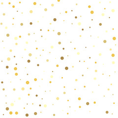 Vector illustration. Gold flying dots confetti magic cosmic christmas vector.