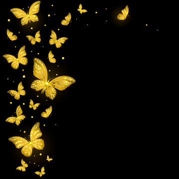 Shiny Decorative Golden Butterflies