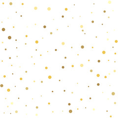Christmas and New Year card, invitation, postcard, paper packaging. Gold flying dots confetti magic cosmic christmas vector.