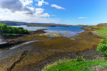 Beautiful view of Loch Dunvegan , a sea loch taken from Dunvegan Castle, Isle of Skye , Scotland