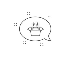 Packing boxes line icon. Chat bubble design. Delivery parcel sign. Cargo box symbol. Outline concept. Thin line packing boxes icon. Vector