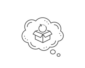 Return package line icon. Chat bubble design. Delivery parcel sign. Cargo goods box symbol. Outline concept. Thin line return package icon. Vector