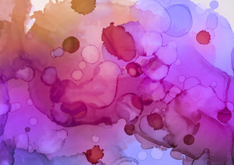 Fototapeta na wymiar Colorful hand painted alcohol ink background. Abstract delicate texture. Contemporary wallpaper.