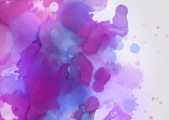 Colorful hand painted alcohol ink background. Abstract delicate texture. Contemporary wallpaper.