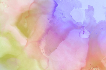 Fototapeta na wymiar Colorful hand painted alcohol ink background. Abstract delicate texture. Contemporary wallpaper.