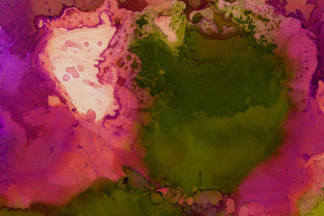 Colorful hand painted alcohol ink background. Abstract delicate texture. Contemporary wallpaper.