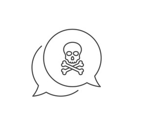 Obraz premium Chemical hazard line icon. Chat bubble design. Laboratory toxic sign. Death skull symbol. Outline concept. Thin line chemical hazard icon. Vector