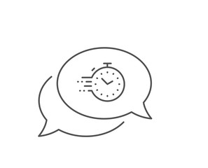 Timer line icon. Chat bubble design. Time management sign. Stopwatch symbol. Outline concept. Thin line timer icon. Vector
