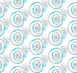 Abstract seamless pattern with hand drawn scribbles, scruffy doodles. Modern art. Creative background. Unique design. Wallpaper, textile, wrapping, print on clothes, label, header. Vector illustration