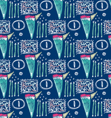 Abstract seamless pattern with hand drawn scribbles, scruffy doodles. Modern art. Creative background. Unique design. Wallpaper, textile, wrapping, print on clothes, label, header. Vector illustration