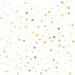 Gold flying dots confetti magic cosmic christmas vector. Gold dots.