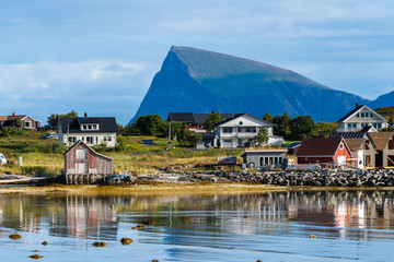 Fototapeta na wymiar Sommaroy, a populated island located about 36 kilometres west of the city of Tromso in the western part of Troms county, Norway.