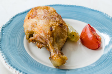 Turkish Food Topkapi Chicken Stuffed with Rice Pilav / Pilaf
