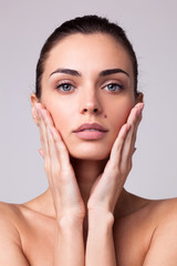 closeup portrait of beautyful woman with clean fresh skin - 285021758