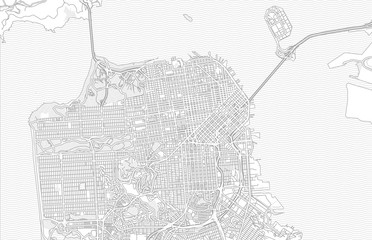 San Francisco, California, USA, bright outlined vector map