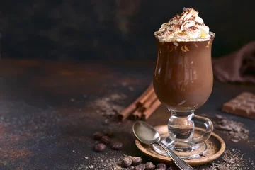 Tuinposter Homemade christmas or new year hot chocolate in a glasses. © lilechka75
