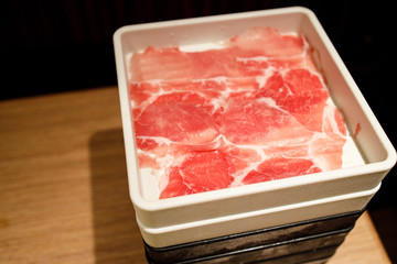 A Few Plates of Thinly Sliced Raw Pork