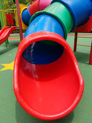 Colorful plastic slider in a kids' playground